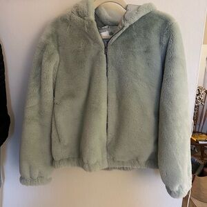 Nine West Soft Green Faux Fur Coat